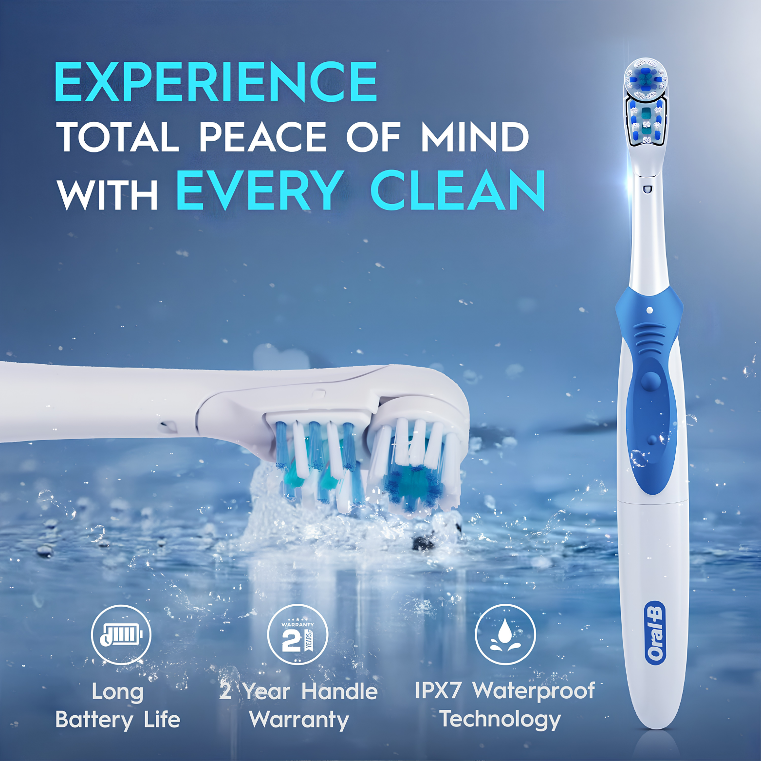 Oral B Cross Action AA Battery Electric Toothbrush layout