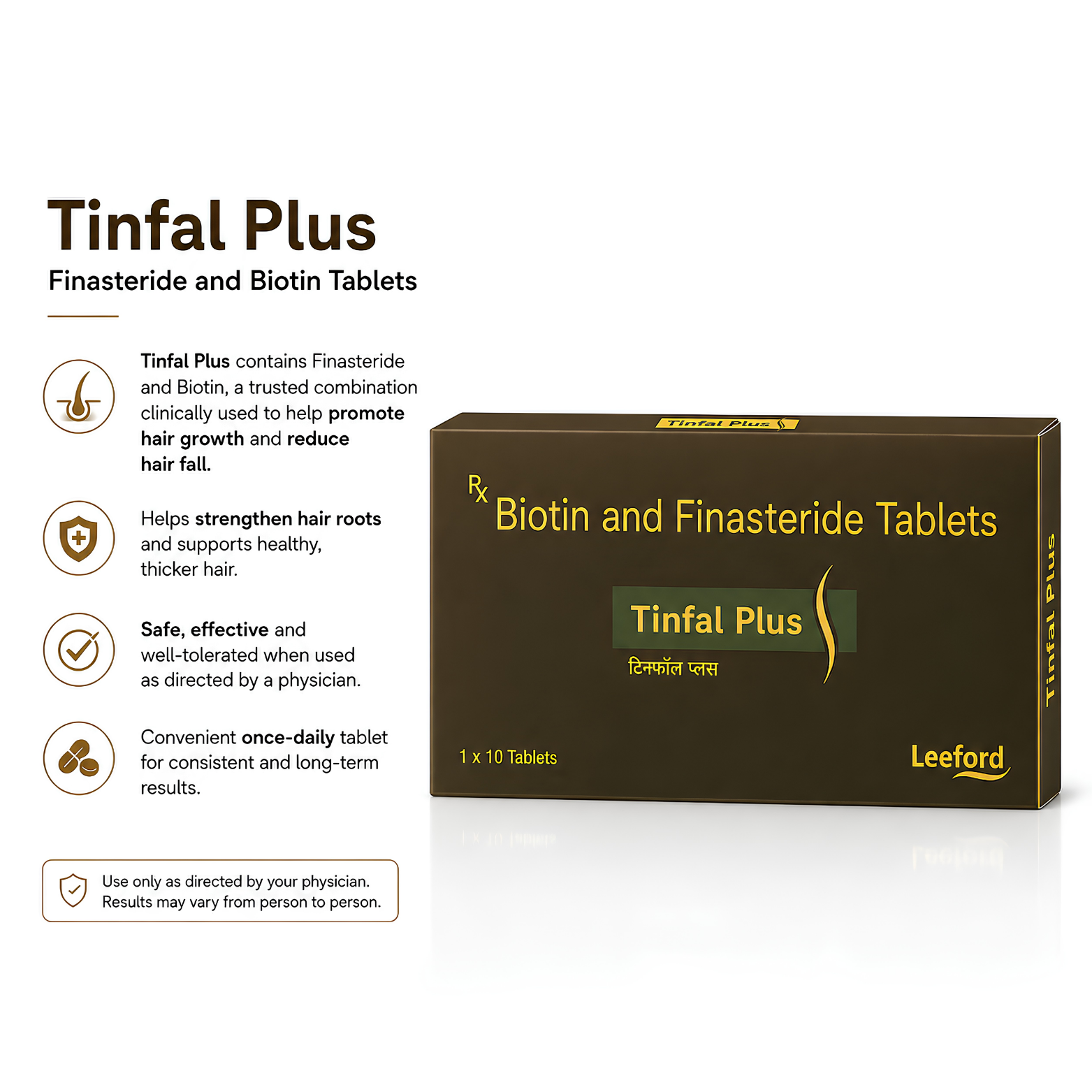 Tinfal-Plus Tablets 10 count box layout