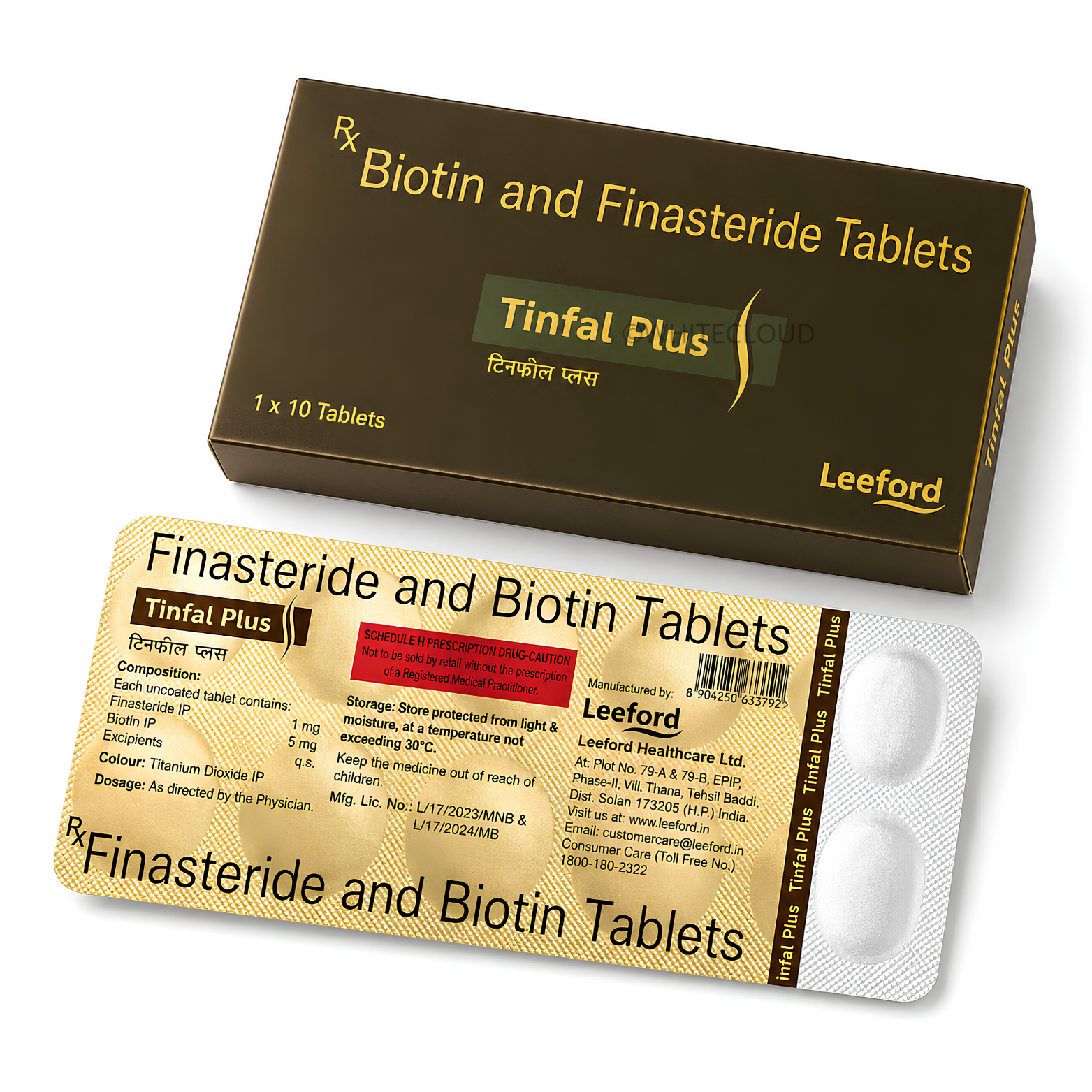 Tinfal-Plus Tablets 10 count box layout