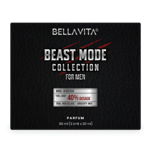 Bella Vita Beast Mode Collection Set for Men 3 x 20ml bottles layout