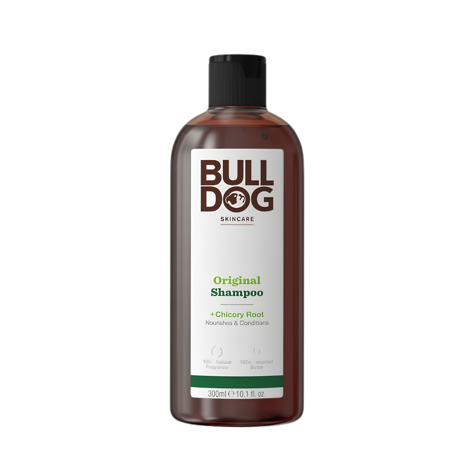 Bulldog Original Shampoo 300ml recycled amber bottle layout