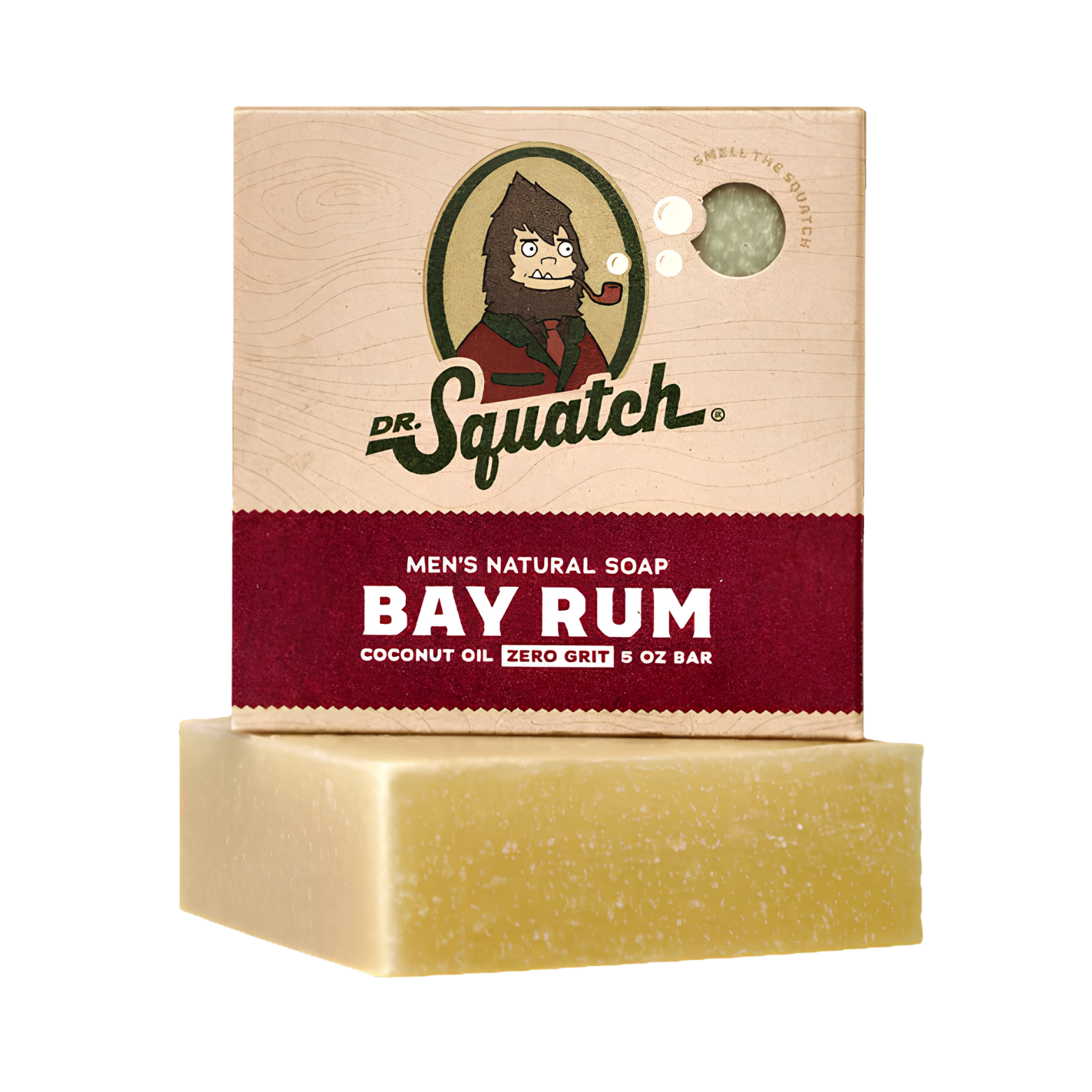 Dr. Squatch Bay Rum Men's Natural Soap 142g packaging box layout