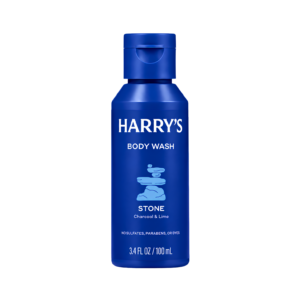 Harry's Stone Body Wash travel size bottle layout