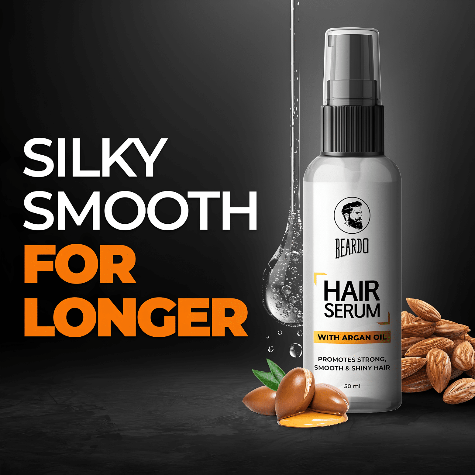 Beardo Hair Serum with Argan Oil – 50ml | Instant Shine & Anti-Frizz