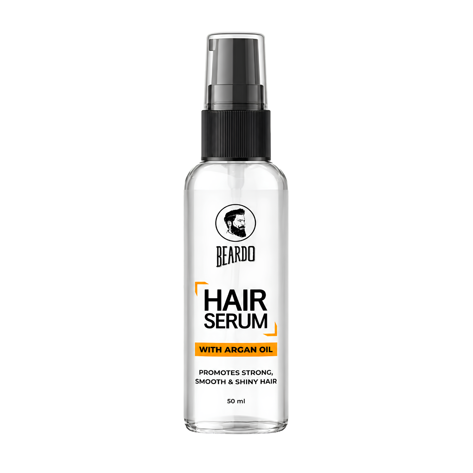 Beardo Hair Serum with Argan Oil - 50 ml bottle layout for men's frizz control and instant shine