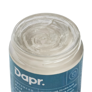 Dapr. Advanced Hair Pomade 100g jar layout for flexible hold and wet or matte styling