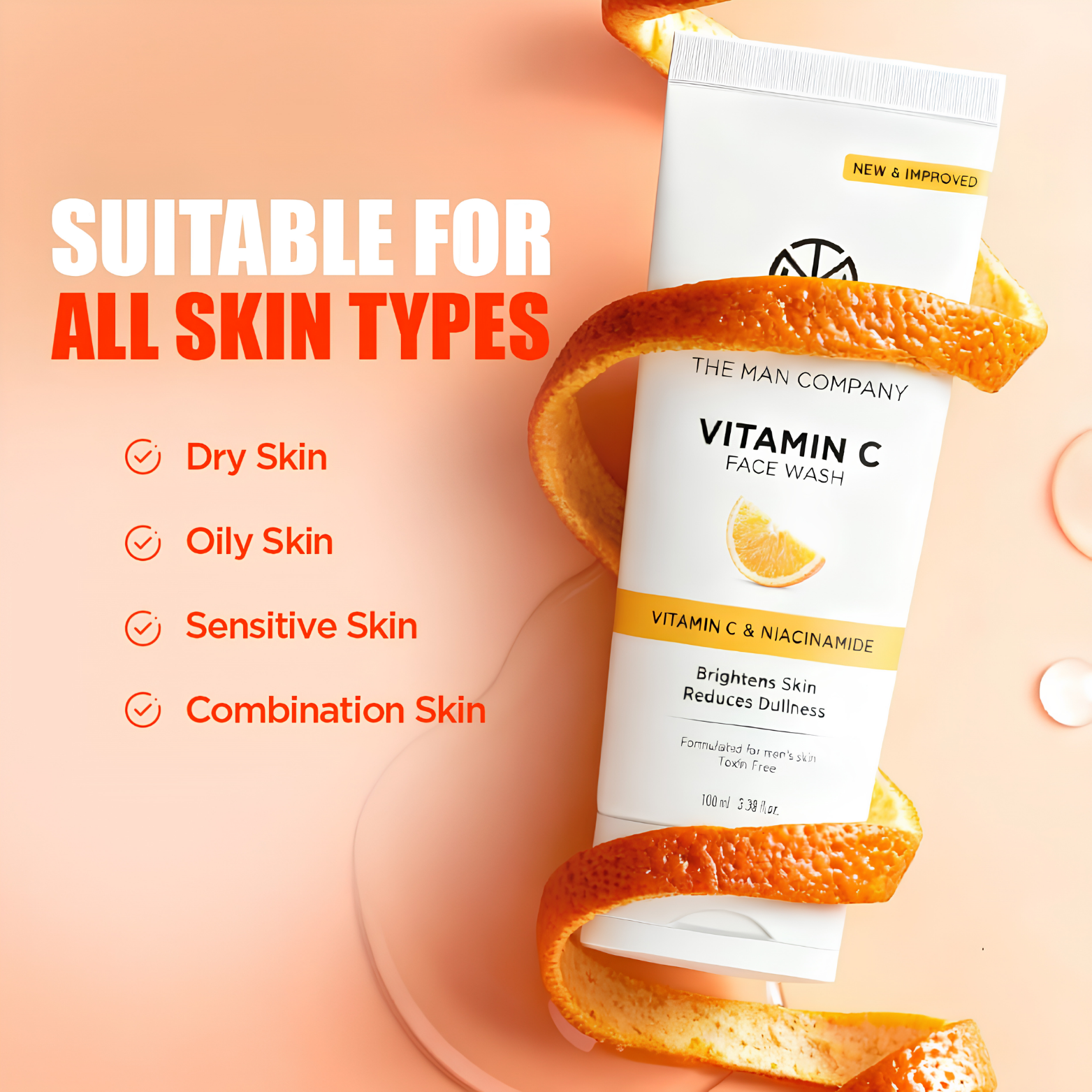 The Man Company Vitamin C Face Wash 100 ml tube packaging